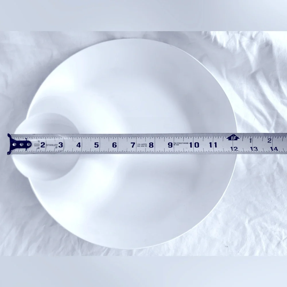 IKEA 12” White Plastic Round Chips & Dip Serving Plate Platter Dish
